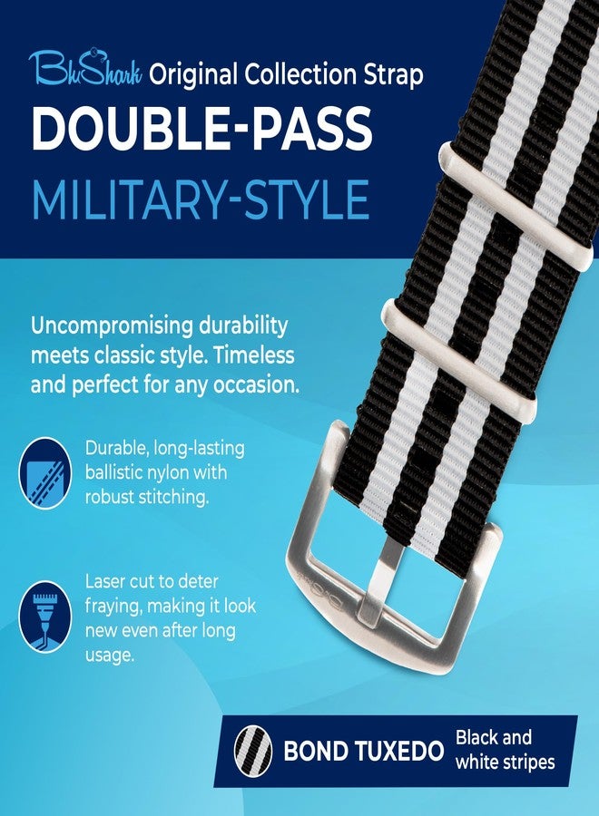 BluShark, Original Collection Military-Style Waterproof Watch Strap, Fits All Timepiece Brands, Durable Nylon Wristwatch Accessories with Stainless Steel Buckle - 18mm, 20mm, 22mm & 24mm Watch Bands - Image 2