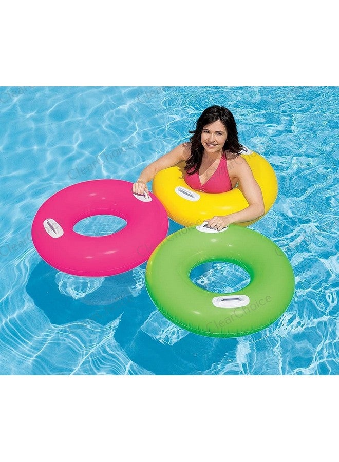 ClearChoice:- Adult Swimming Ring Inflatable Pool Float Swim Tube with 2 Handles(8 + Years up)(Size - 30''inch)(Multi Color)(1 PIS) - Image 2