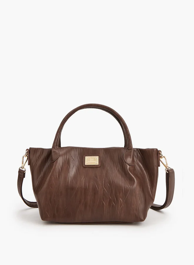 Flora Bella By Shoexpress Textured Tote Bag with Button Closure