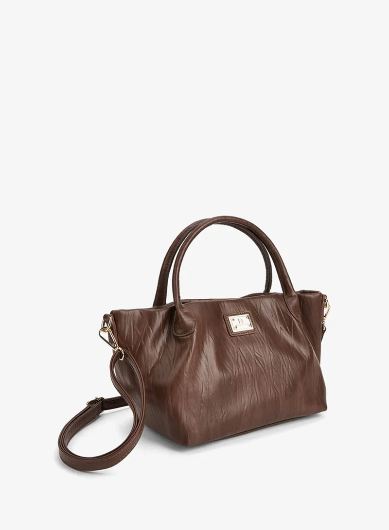Flora Bella By Shoexpress BROWN Textured Tote Bag with Button Closure for Women | Best Price UAE