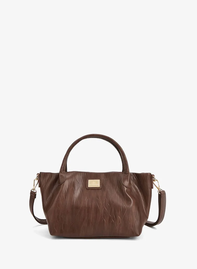 Textured Tote Bag with Button Closure