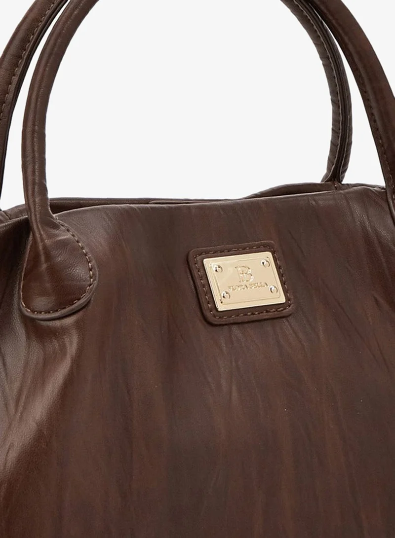 Flora Bella By Shoexpress BROWN Textured Tote Bag with Button Closure for Women | Best Price UAE