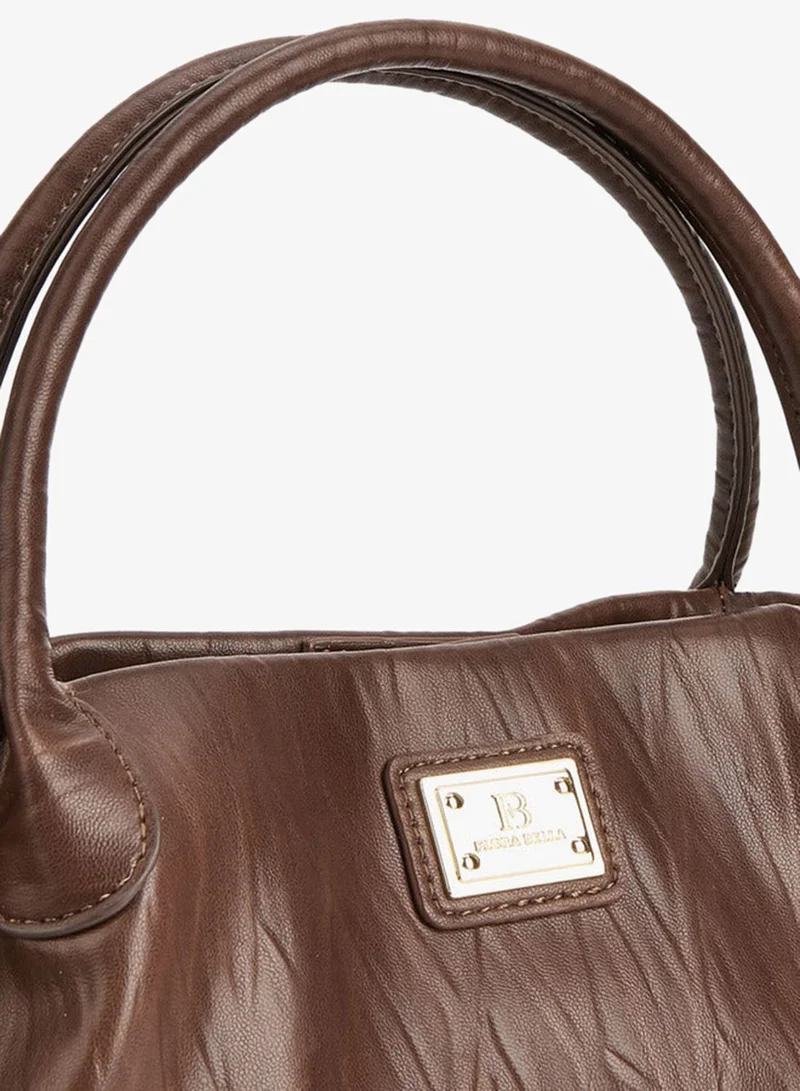 Flora Bella By Shoexpress BROWN Textured Tote Bag with Button Closure for Women | Best Price UAE
