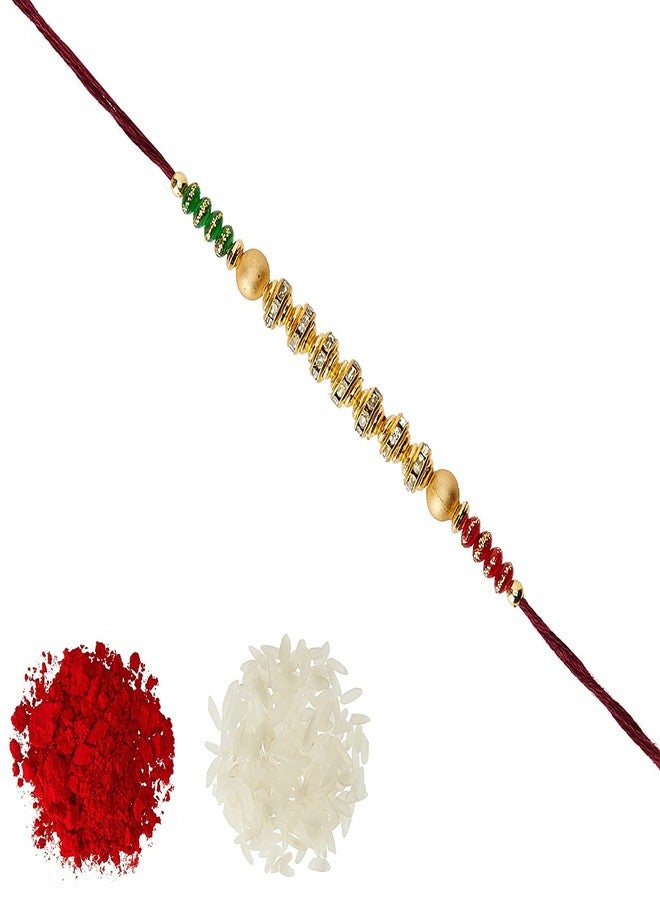 VTFlair Rakhi AD Ring Matti Ball Rakhi with Roli Chawal Tilak For Men Boys (Golden) Rakhi Rakshabandhan for Brother-