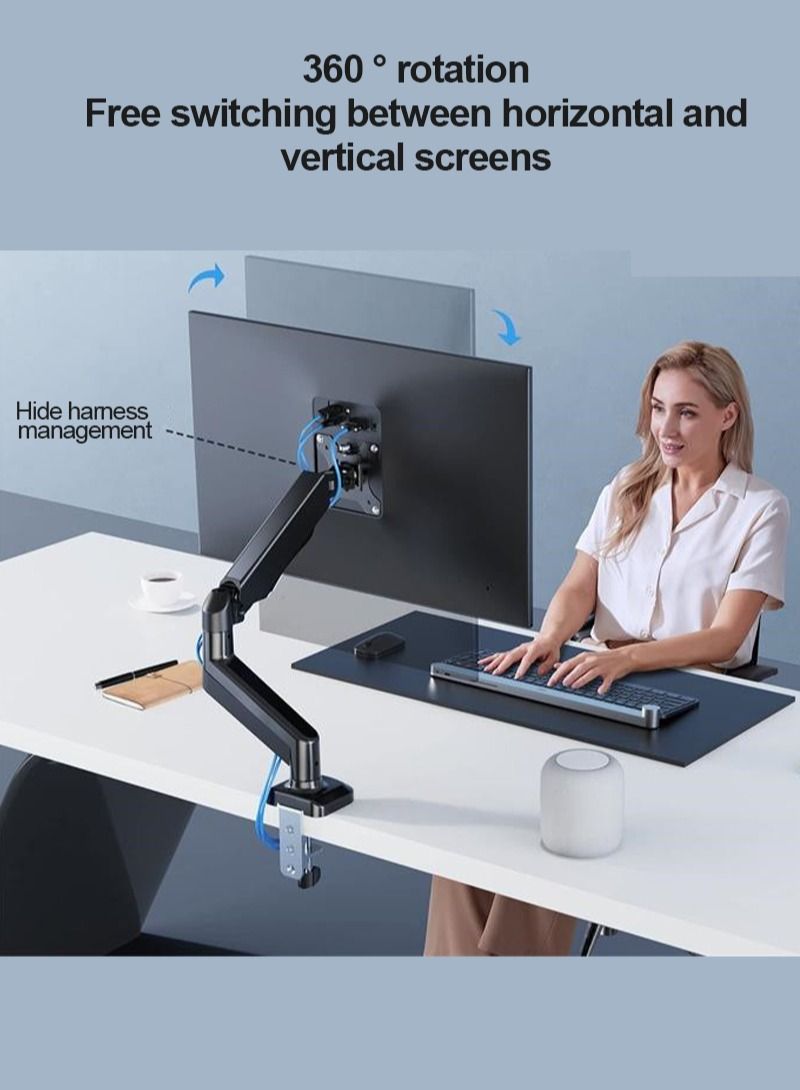 Sharpdo Aluminum Alloy Full Motion Single Monitor Arm,Air Pressure Lifting,Rotatable,Telescopic,Tilting Monitor Desktop Stand, Suitable for 13-32 Inch Screen,Load Bearing 10kg - Image 5