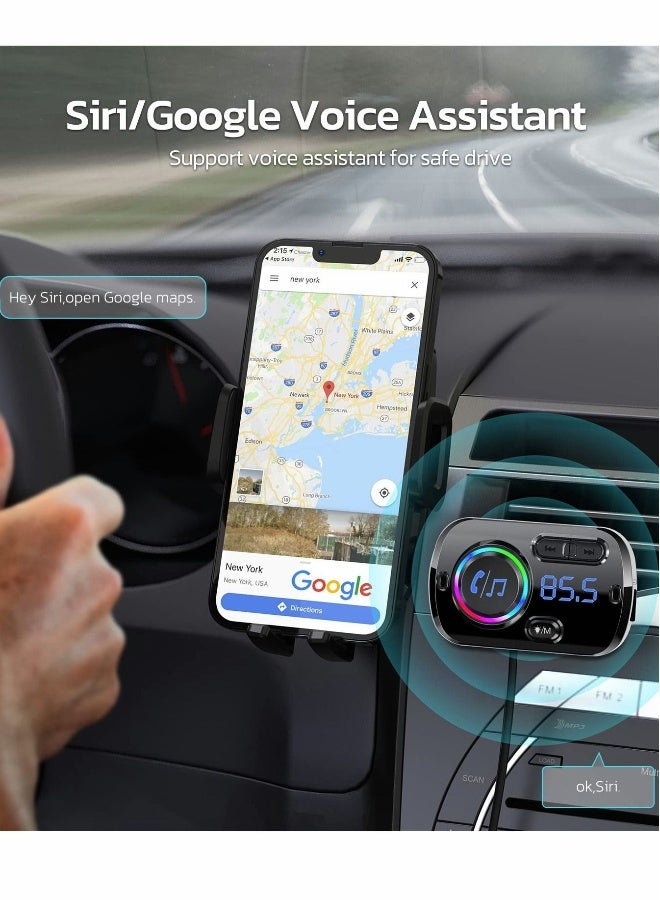 Bluetooth FM Transmitter for Car Bluetooth 5.0 Wireless Car Adapter with QC3.0 and 5V2.4A Dual Charging Port - Image 2