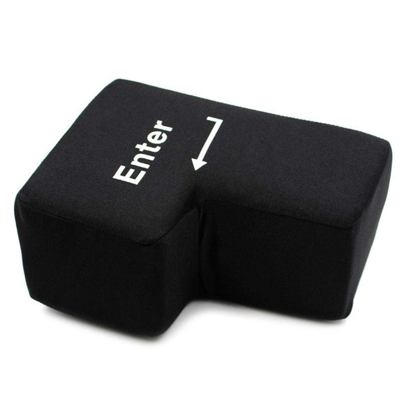 Large Enter Key Enter Button Throw Pillow Funny Office Sleep Pillow Laptop Computer Lap Desk for Laptop Desk Gadgets Laptop Desk Mens Stress Travel Pillow (Black) - Image 1
