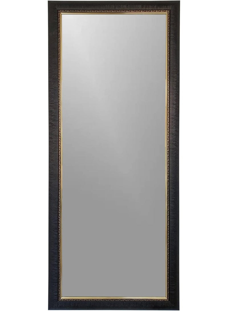 مرآة طول كامل كبيرة 174.5 × 74.5 سم، مرآة أرضية أو معلقة على الحائط، مرآة جسم كاملة بإطار PVC أسود مع حواف ذهبية لغرفة النوم والممر وخزانة الملابس - Image 5