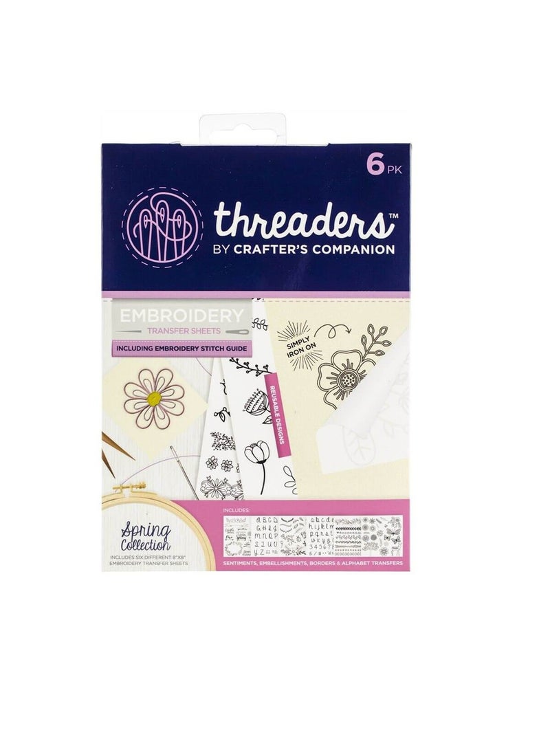 Crafter's Companion Embroidery Transfer Sheets Threaders Spring - Image 1