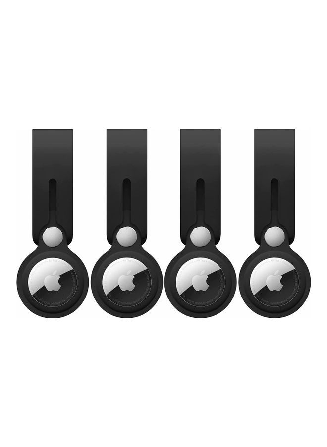 NIBEMINENT 4-Piece Silicone Loop Case Cover For Apple AirTag Black - Image 1