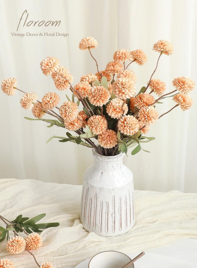Floroom 5pcs Faux Silk Pompon Mum Artificial Flowers, Bulk Fake Mini Chrysanthemums with Stems for DIY Bouquet Centerpieces Wedding Fillers Arrangements Shower Decorations, Apricot Peach - Image 2
