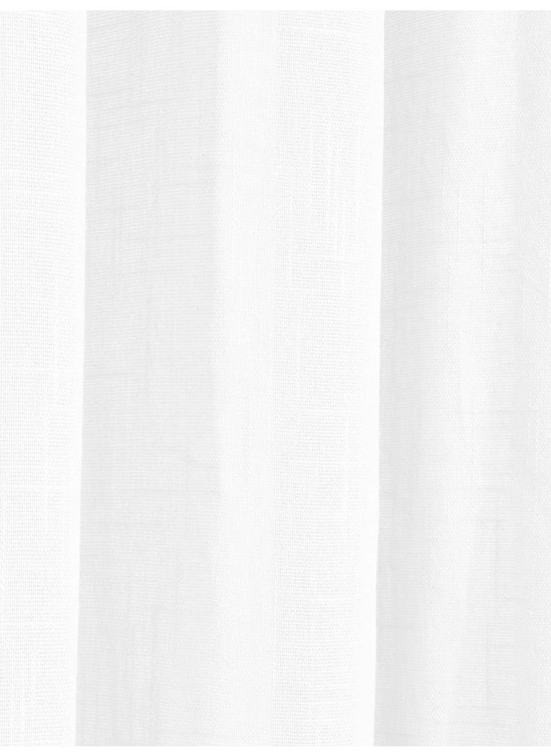 LINENWALAS LINENWALAS Cotton Linen Solid Sheer Curtain Set With Grommet Curtains Rings Non Blackout Door Curtain - Set Of 2 -White- 4.5Ft X7Ft  - Image 3