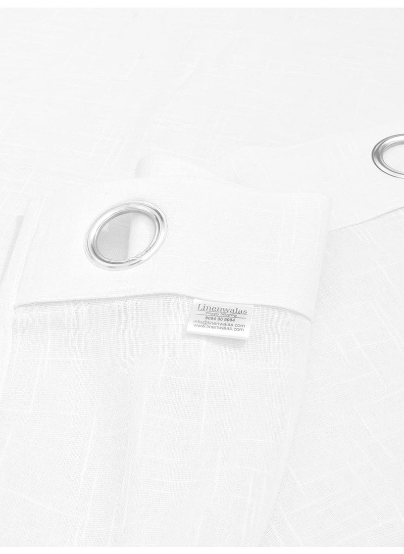 LINENWALAS LINENWALAS Cotton Linen Solid Sheer Curtain Set With Grommet Curtains Rings Non Blackout Door Curtain - Set Of 2 -White- 4.5Ft X7Ft  - Image 5