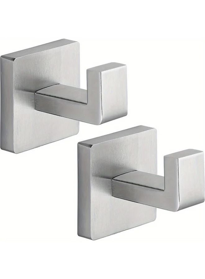 2pcs Matt Black Heavy Duty Stainless Steel Square Towel Hooks Wall Mounted Bathroom Kitchen Organizer - Image 3