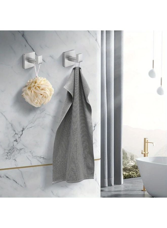 2pcs Matt Black Heavy Duty Stainless Steel Square Towel Hooks Wall Mounted Bathroom Kitchen Organizer - Image 2