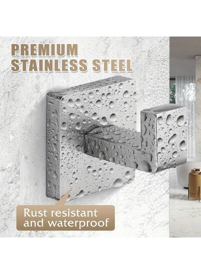 2pcs Matt Black Heavy Duty Stainless Steel Square Towel Hooks Wall Mounted Bathroom Kitchen Organizer - Image 4