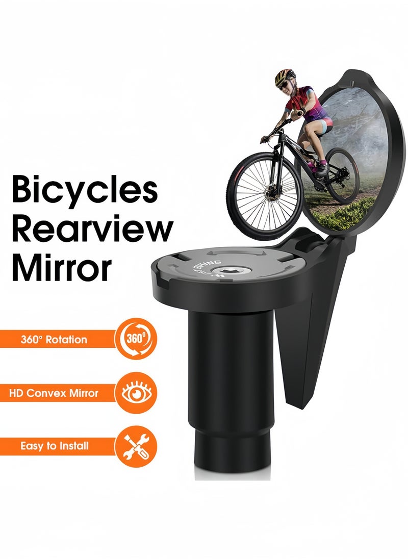 WEST BIKING Bicycle Rearview Mirror Adjustable Bicycle Handlebar Mirror Bicycle Mirrors For Handlebars Cycling Accessory Bicycle Handlebar Plug Rearview Mirror Bike Rearview Mirror Cycling Accessory, Black  - Image 2
