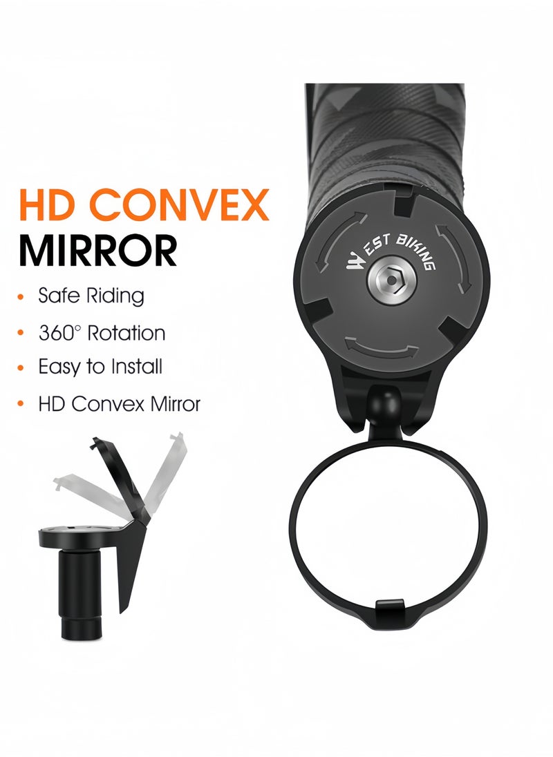 WEST BIKING Bicycle Rearview Mirror Adjustable Bicycle Handlebar Mirror Bicycle Mirrors For Handlebars Cycling Accessory Bicycle Handlebar Plug Rearview Mirror Bike Rearview Mirror Cycling Accessory, Black  - Image 5