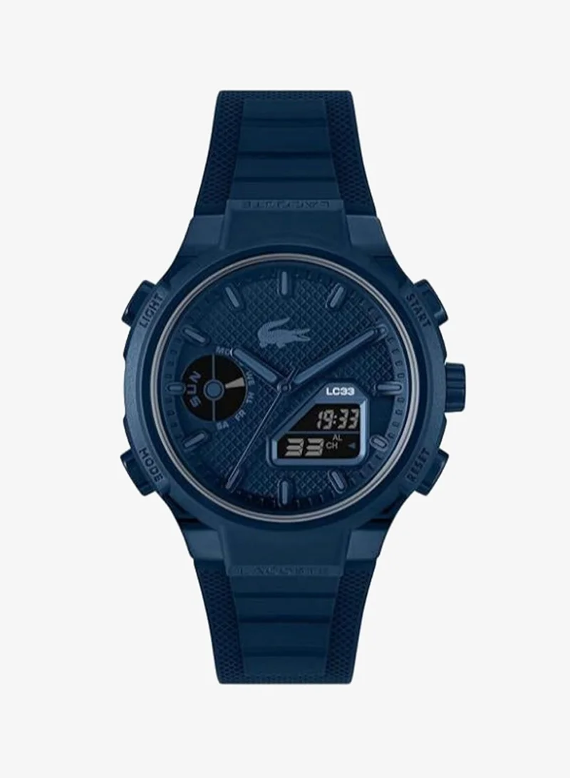 Lc33 Collection Analog-Digital Multifunction Quartz Watch For Men With Navy Blue Silicone Bracelet - 2011448