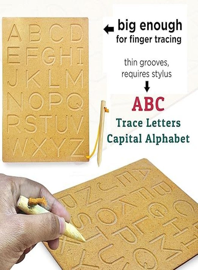 Bhudhar Abc Wooden Tracing Board With Dummy Pencil T26 | Alphabet Practice Board For Boys And Girl | Letter Educational Slate | Learning Board For Baby (Brown, Capital) - Image 4