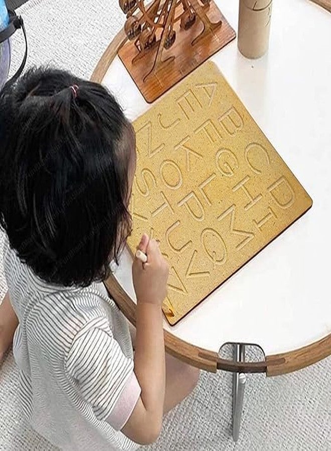 Bhudhar Abc Wooden Tracing Board With Dummy Pencil T26 | Alphabet Practice Board For Boys And Girl | Letter Educational Slate | Learning Board For Baby (Brown, Capital) - Image 2