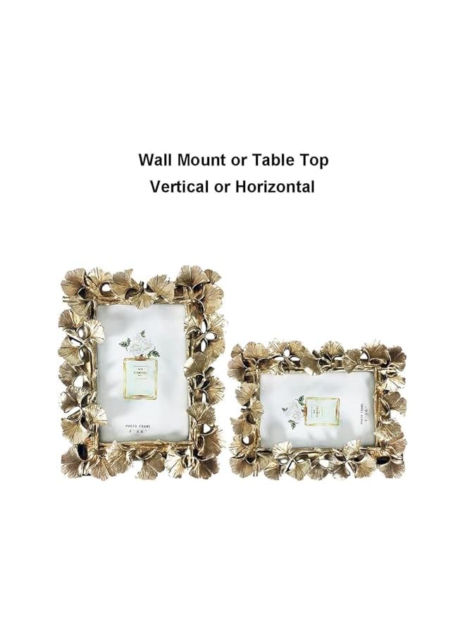 The Bros Photo Frame, Polyresin Picture Frame Gold Ginkgo Leaves for Photo Lovers Home Decoration Ornament Gifts Golden Vintage Table Top Display and Personalized Gallery Wall Hanging Home Decor (Gold) - Image 5