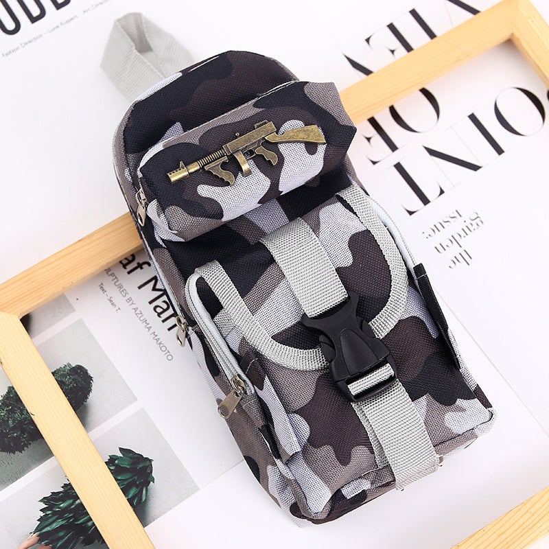 Trendy Camo Zipper Pencil Case for Kids Large camouflage gray