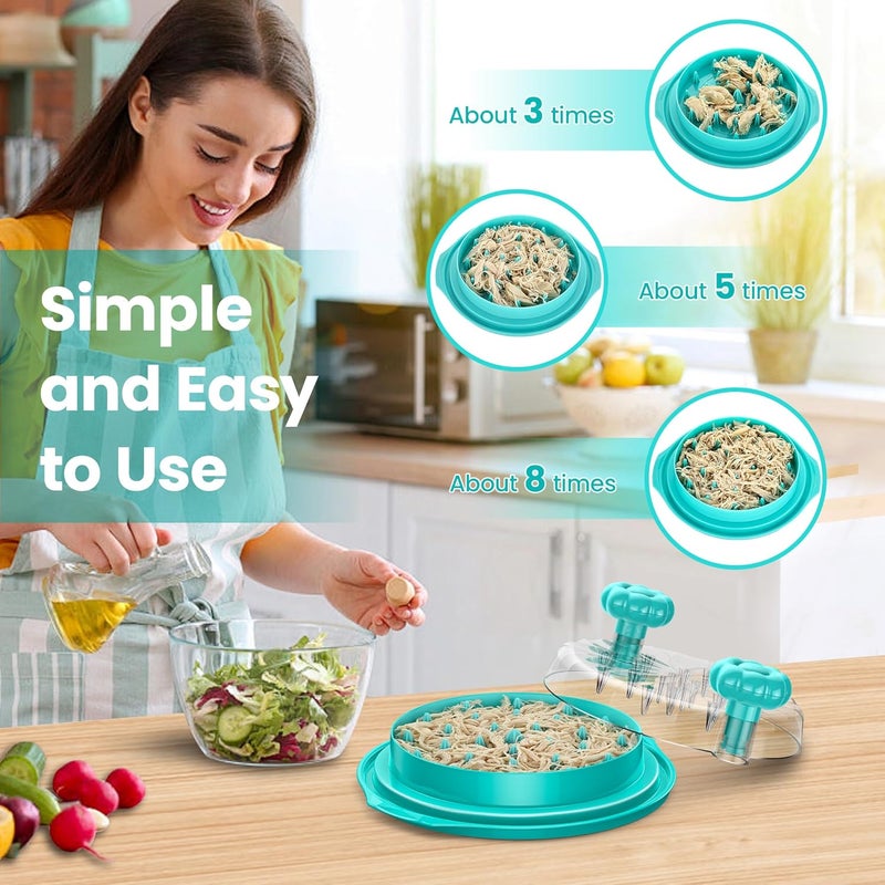 Beiyunee Chicken Shredder Tool Twist Large - 10'' Pro Meat Shredders for Chicken Breast,Visible Kitchen Gadgets Grinder Machine with Brush,Strong Anti-Slip Strip,Ergonomic Handle,BPA Free (Tiff-blue) - Image 3