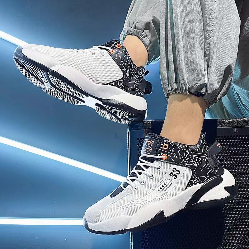 Men's Basketball Shoes Spring New Fly Woven Breathable Running Shoes High-Top Shoes Men's Basketball Sports Shoes Men's - Image 3