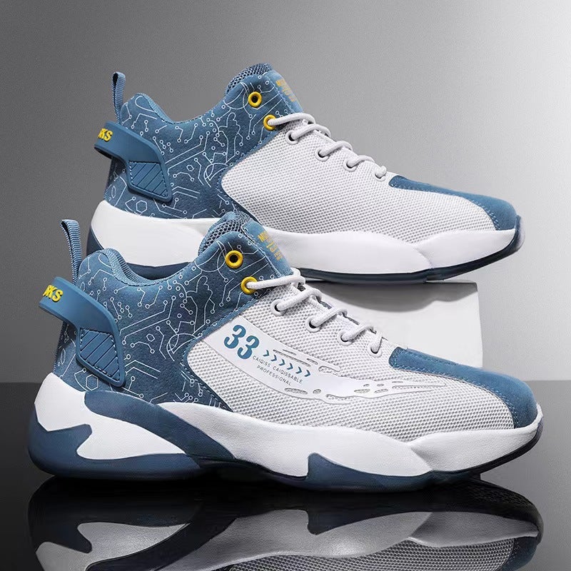 Men's Basketball Shoes Spring New Fly Woven Breathable Running Shoes High-Top Shoes Men's Basketball Sports Shoes Men's - Image 2