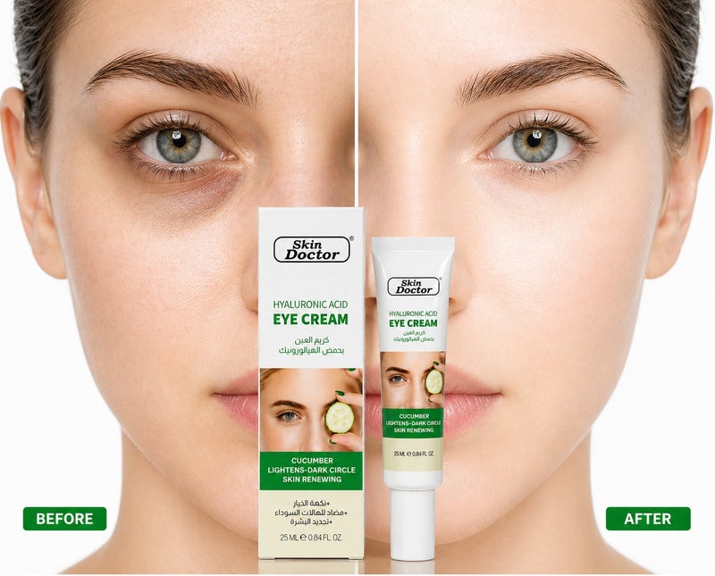 Skin Doctor Hyaluronic Acid Eye Cream 25ml – Dark Circle Remover, Puffiness & Fine Line Care – Hydrating Under Eye Cream with Cucumber Extract for Skin Renewal - Image 2