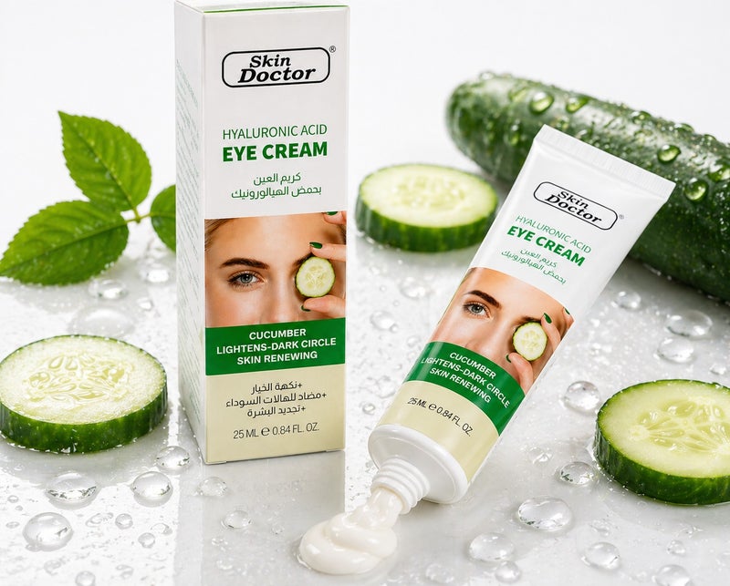 Skin Doctor Hyaluronic Acid Eye Cream 25ml – Dark Circle Remover, Puffiness & Fine Line Care – Hydrating Under Eye Cream with Cucumber Extract for Skin Renewal - Image 4