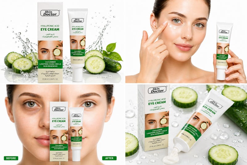 Skin Doctor Hyaluronic Acid Eye Cream 25ml – Dark Circle Remover, Puffiness & Fine Line Care – Hydrating Under Eye Cream with Cucumber Extract for Skin Renewal - Image 5