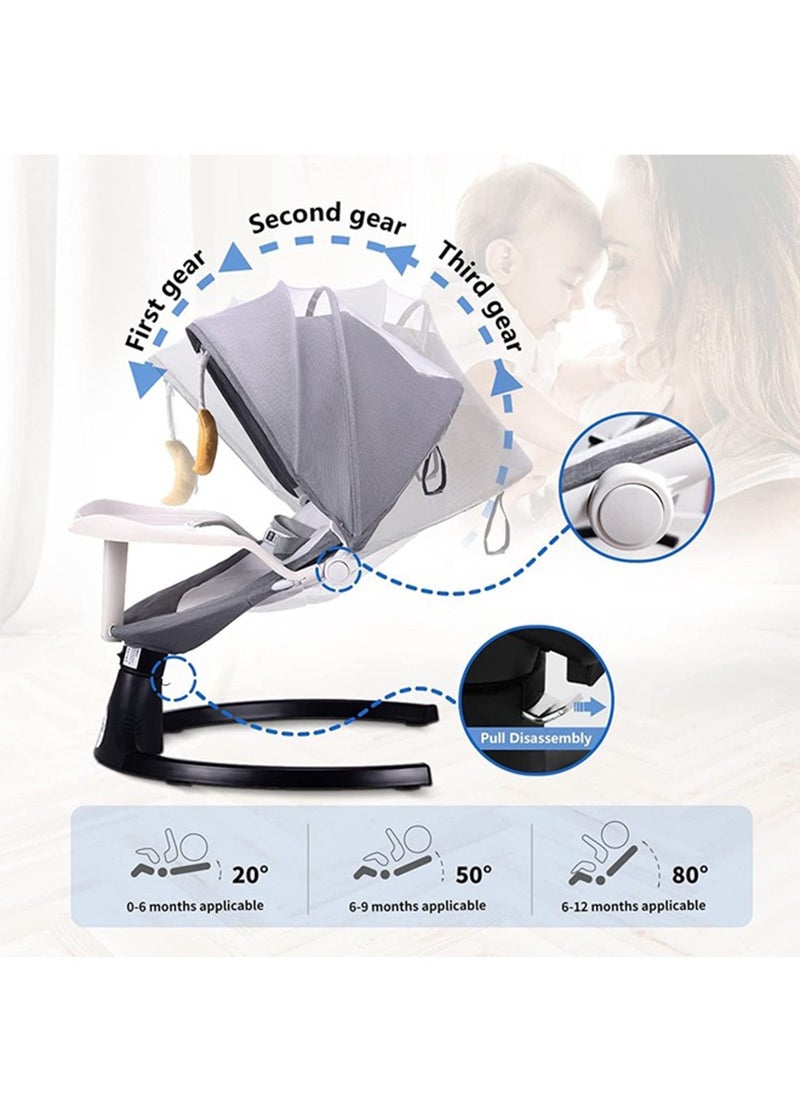 Beauenty - Portable Electric Bluetooth Infants Baby Swing With Music, 3 Timer Settings, Tray, Remote Control And Mosquito Net - Grey - Image 1