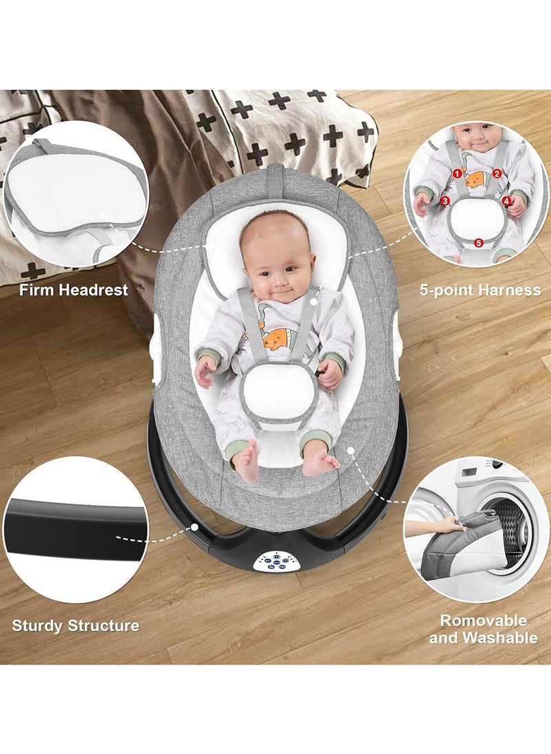 Beauenty - Portable Electric Bluetooth Infants Baby Swing With Music, 3 Timer Settings, Tray, Remote Control And Mosquito Net - Grey - Image 1