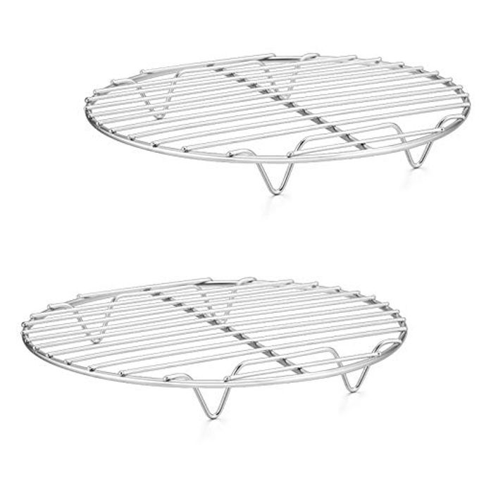 P&P CHEF 9 Inch Cooking Rack Round, Stainless Steel Round Rack for Cooking Cooling Steaming Baking, Fit Air Fryer Pot Pressure Cooker, 2 Pack -Oven & Dishwasher Safe