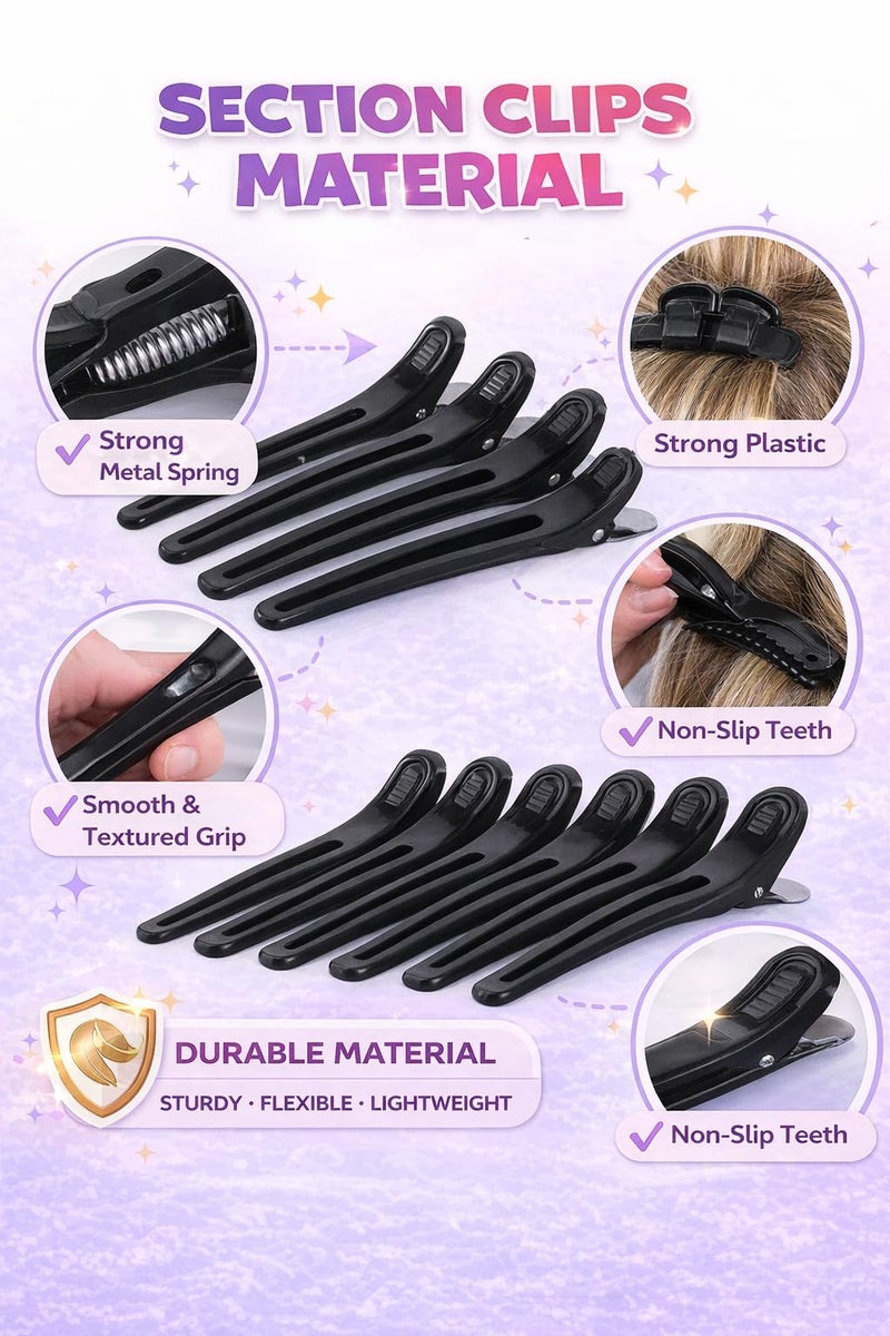 Stylazo 12pcs/set Black Duck Mouth Salon Hairdressing Clip Flat Metal Hair Styling Section Clip Accessories Hair Cutting Clips Tool. - Image 4