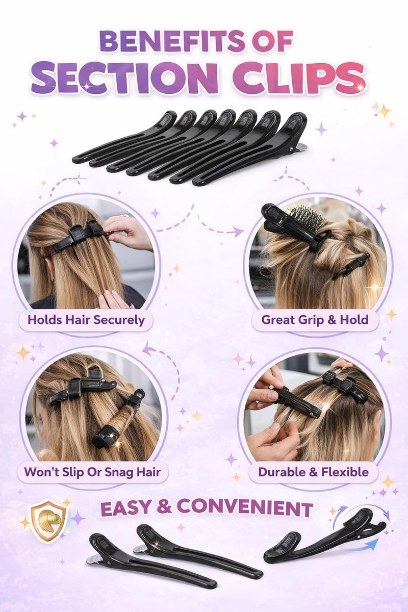Stylazo 12pcs/set Black Duck Mouth Salon Hairdressing Clip Flat Metal Hair Styling Section Clip Accessories Hair Cutting Clips Tool. - Image 5