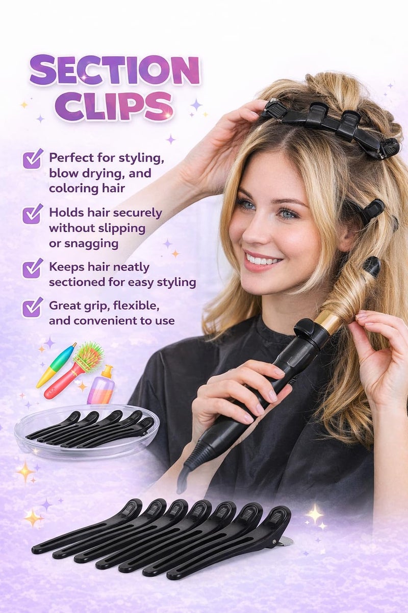 Stylazo 12pcs/set Black Duck Mouth Salon Hairdressing Clip Flat Metal Hair Styling Section Clip Accessories Hair Cutting Clips Tool. - Image 2