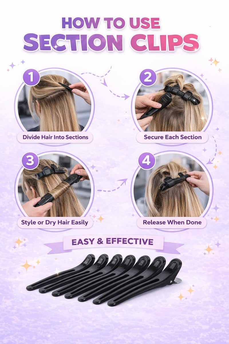 Stylazo 12pcs/set Black Duck Mouth Salon Hairdressing Clip Flat Metal Hair Styling Section Clip Accessories Hair Cutting Clips Tool. - Image 3