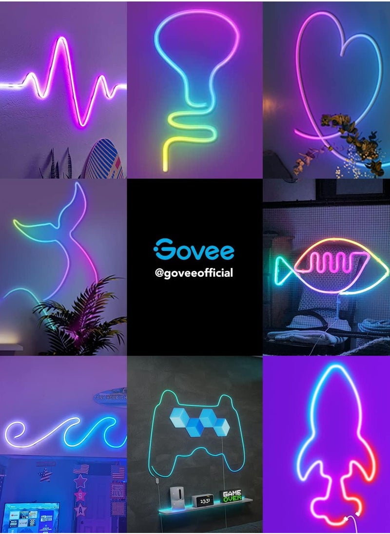 Govee Neon Rope Light, RGBIC Rope Lights with Music Sync, DIY Design and Lighting, Works with Alexa, Google Assistant, 10ft LED Strip Lights for Bedroom, Living Room, Gaming Decor