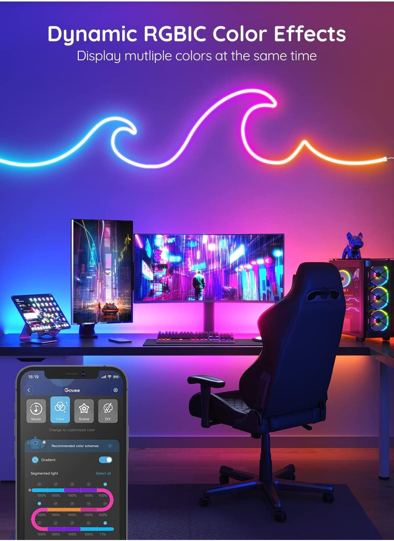 Govee Govee Neon Rope Light, RGBIC Rope Lights with Music Sync, DIY Design and Lighting, Works with Alexa, Google Assistant, 10ft LED Strip Lights for Bedroom, Living Room, Gaming Decor  - Image 4