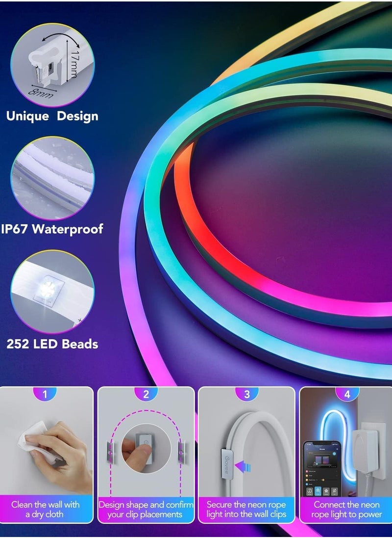 Govee Govee Neon Rope Light, RGBIC Rope Lights with Music Sync, DIY Design and Lighting, Works with Alexa, Google Assistant, 10ft LED Strip Lights for Bedroom, Living Room, Gaming Decor  - Image 5
