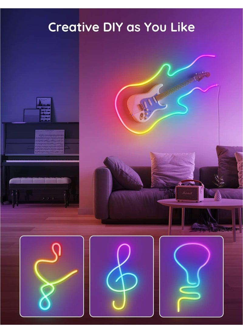 Govee Govee Neon Rope Light, RGBIC Rope Lights with Music Sync, DIY Design and Lighting, Works with Alexa, Google Assistant, 10ft LED Strip Lights for Bedroom, Living Room, Gaming Decor  - Image 2