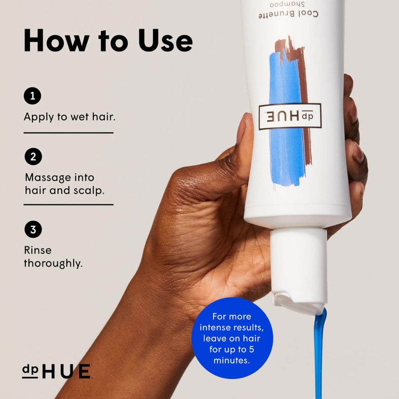 dpHUE Cool Brunette Shampoo - 8.5 oz - Blue Pigments Neutralize Unwanted Orange, Red & Brassy Tones - Color Safe - Paraben, SLS & SLES Sulfate Free - Leaping Bunny Certified - Image 4