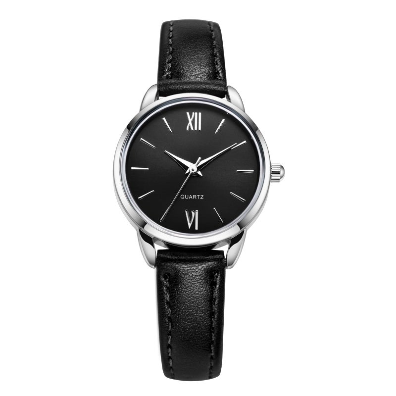 TWOPTION Womens Leather Strap Watch Minimalist Wrist Watches for Women Ladies Analog Quartz Watch for Small Wrists W2617Black - Image 2