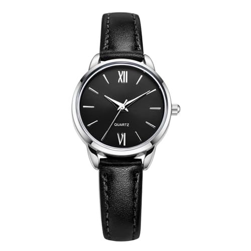 TWOPTION Womens Leather Strap Watch Minimalist Wrist Watches for Women Ladies Analog Quartz Watch for Small Wrists W2617Black - Image 1