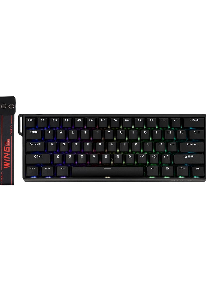 Aula WIN60 HE 60% Wired Magnetic Keyboard with Adjustable Actuation, 8000 Hz Polling Rate, Hall Effect Switches, Hot-Swap, for FPS Games (Black)