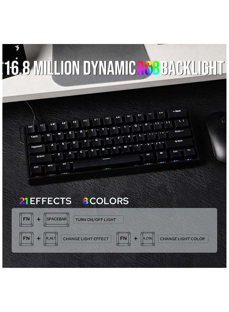 Aula WIN60 HE 60% Wired Magnetic Keyboard with Adjustable Actuation, 8000 Hz Polling Rate, Hall Effect Switches, Hot-Swap, for FPS Games (Black)