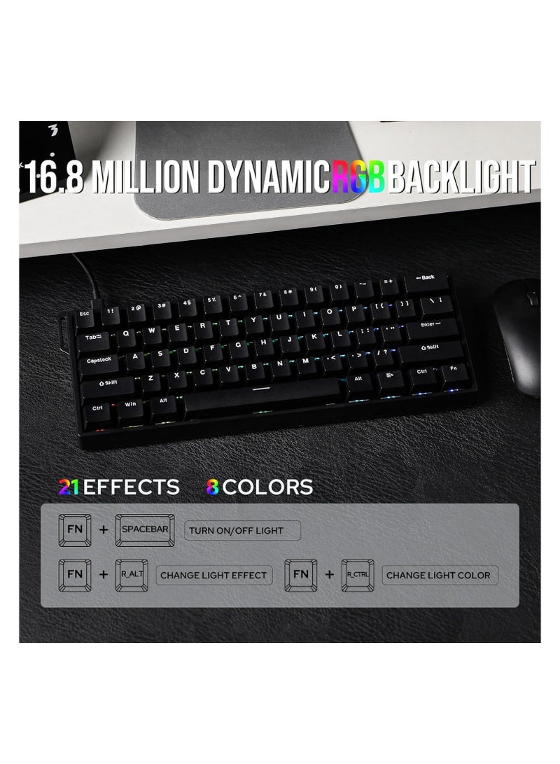 Aula WIN60 HE 60% Wired Magnetic Keyboard with Adjustable Actuation, 8000 Hz Polling Rate, Hall Effect Switches, Hot-Swap, for FPS Games (Black)